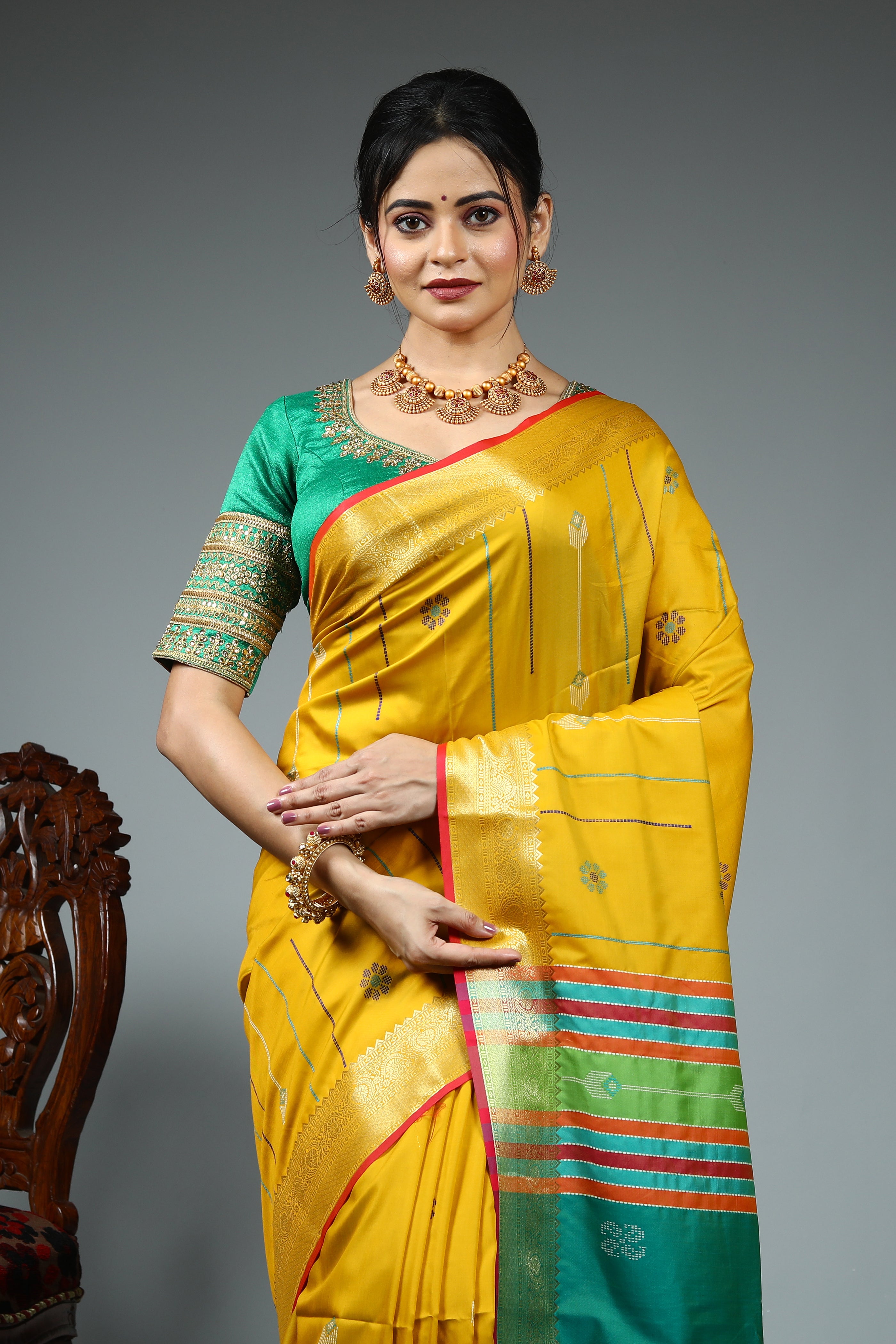 Pear Green Blended Silk Saree