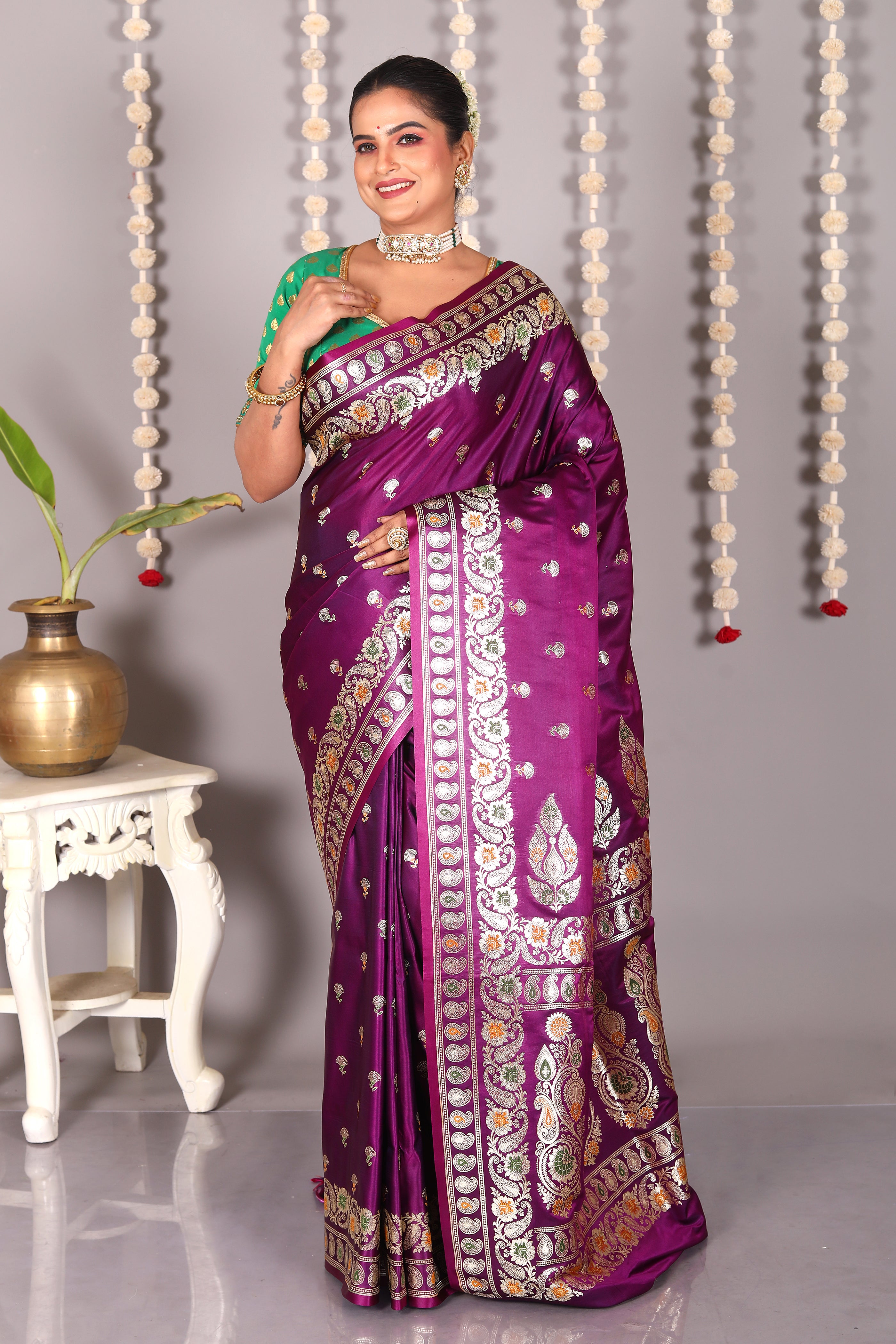 Purple Pure Banarasi Silk Saree - Keya Seth Exclusive