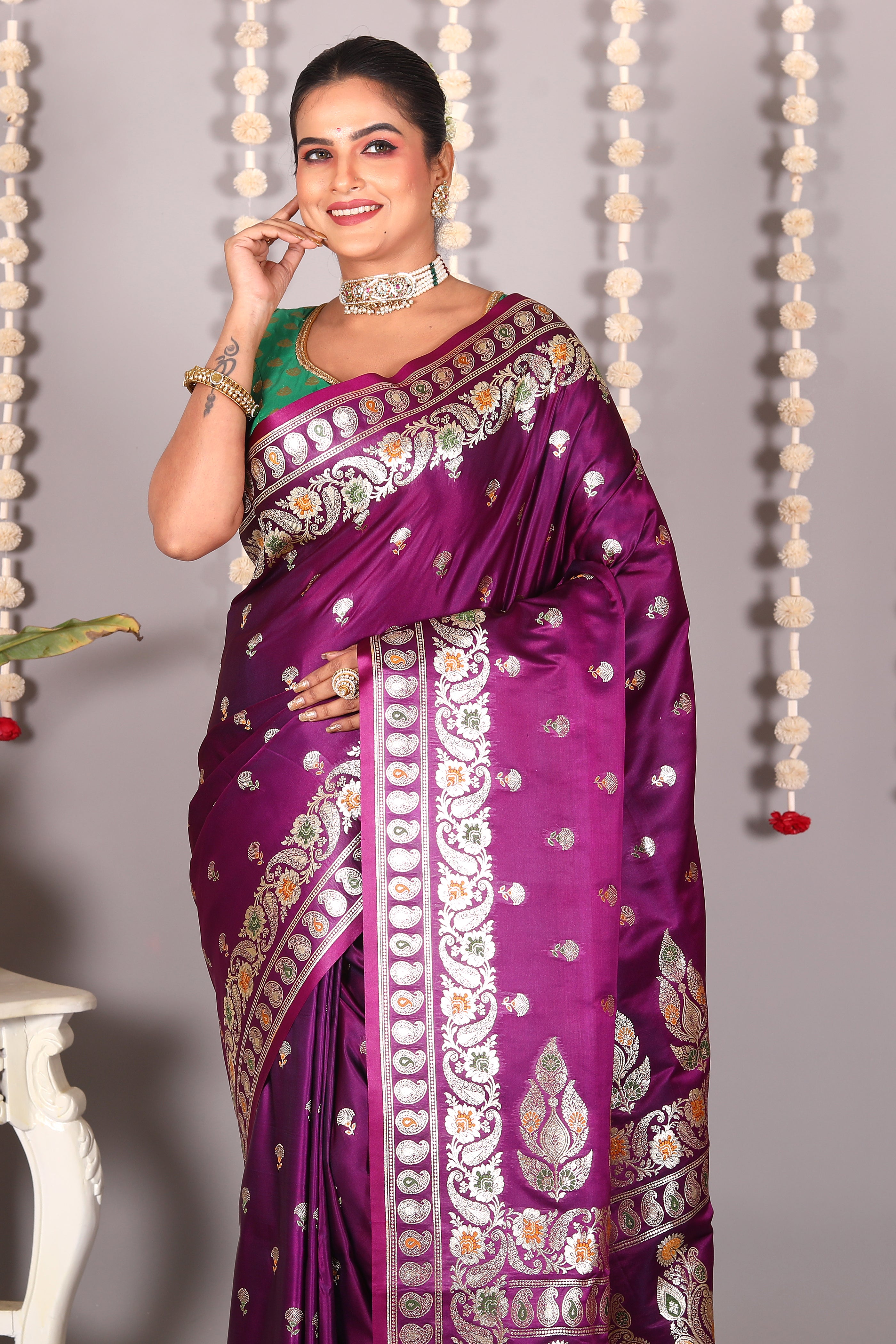 Purple Pure Banarasi Silk Saree - Keya Seth Exclusive