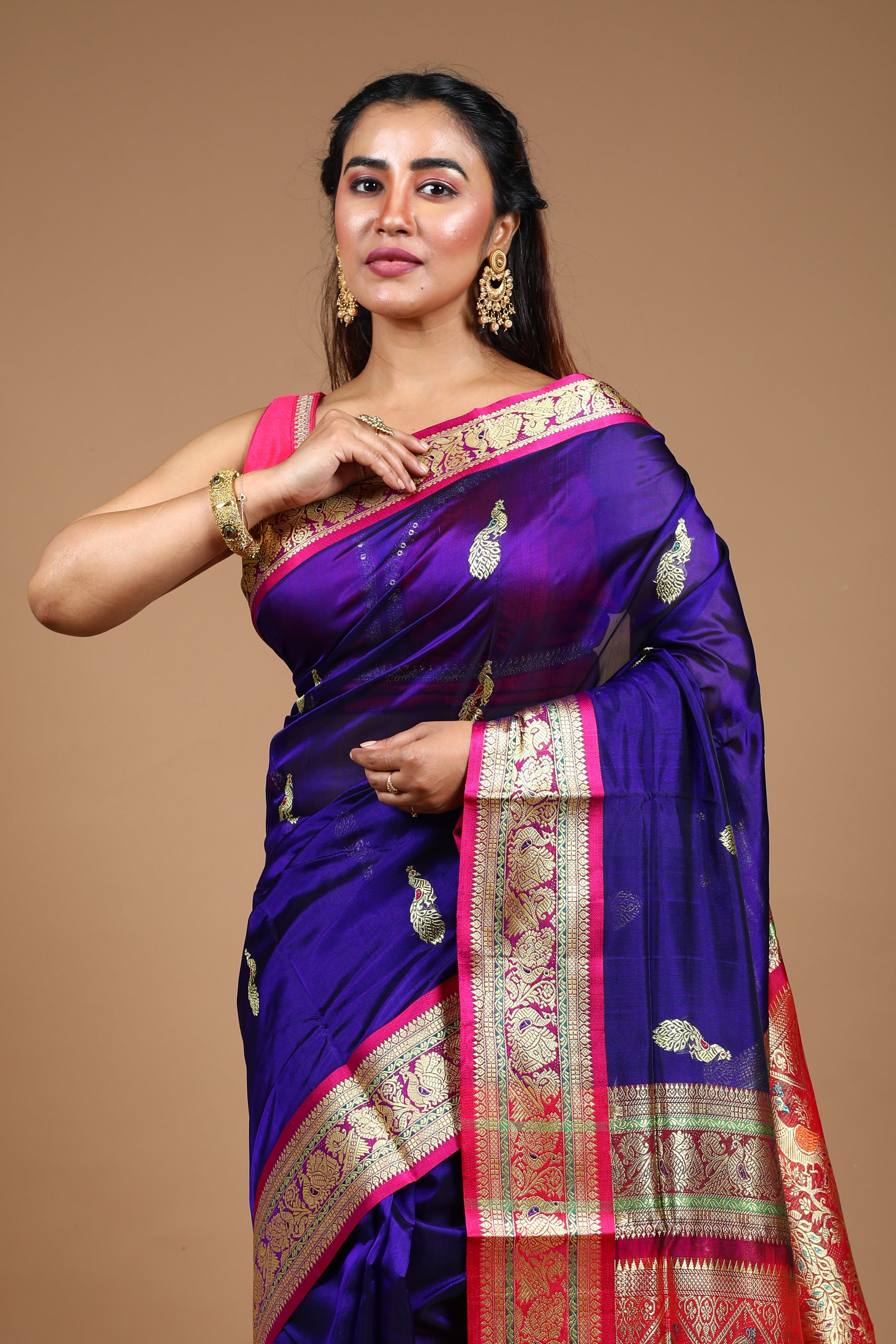Royal Blue Blended Pattu Silk Saree