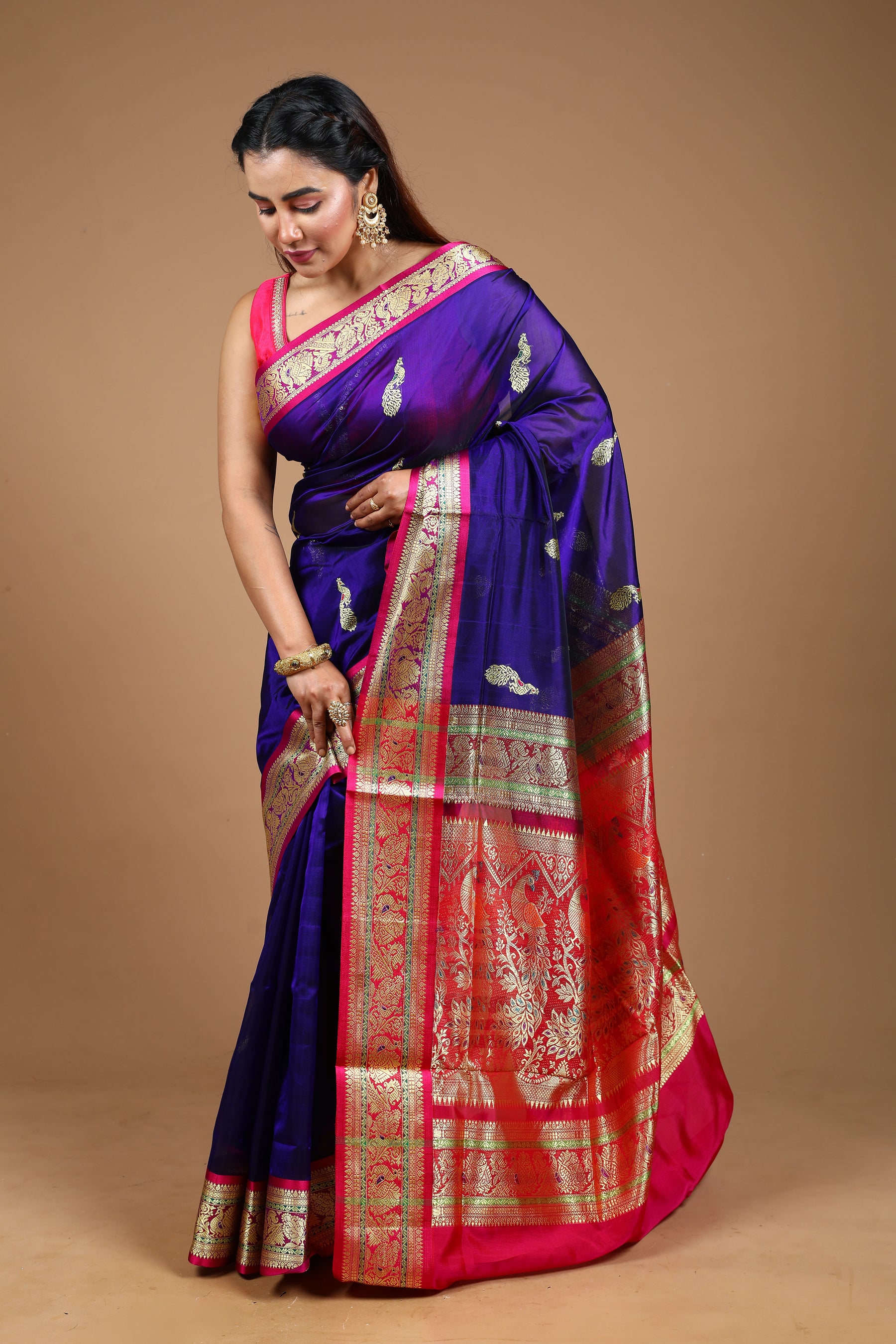 Royal Blue Blended Pattu Silk Saree