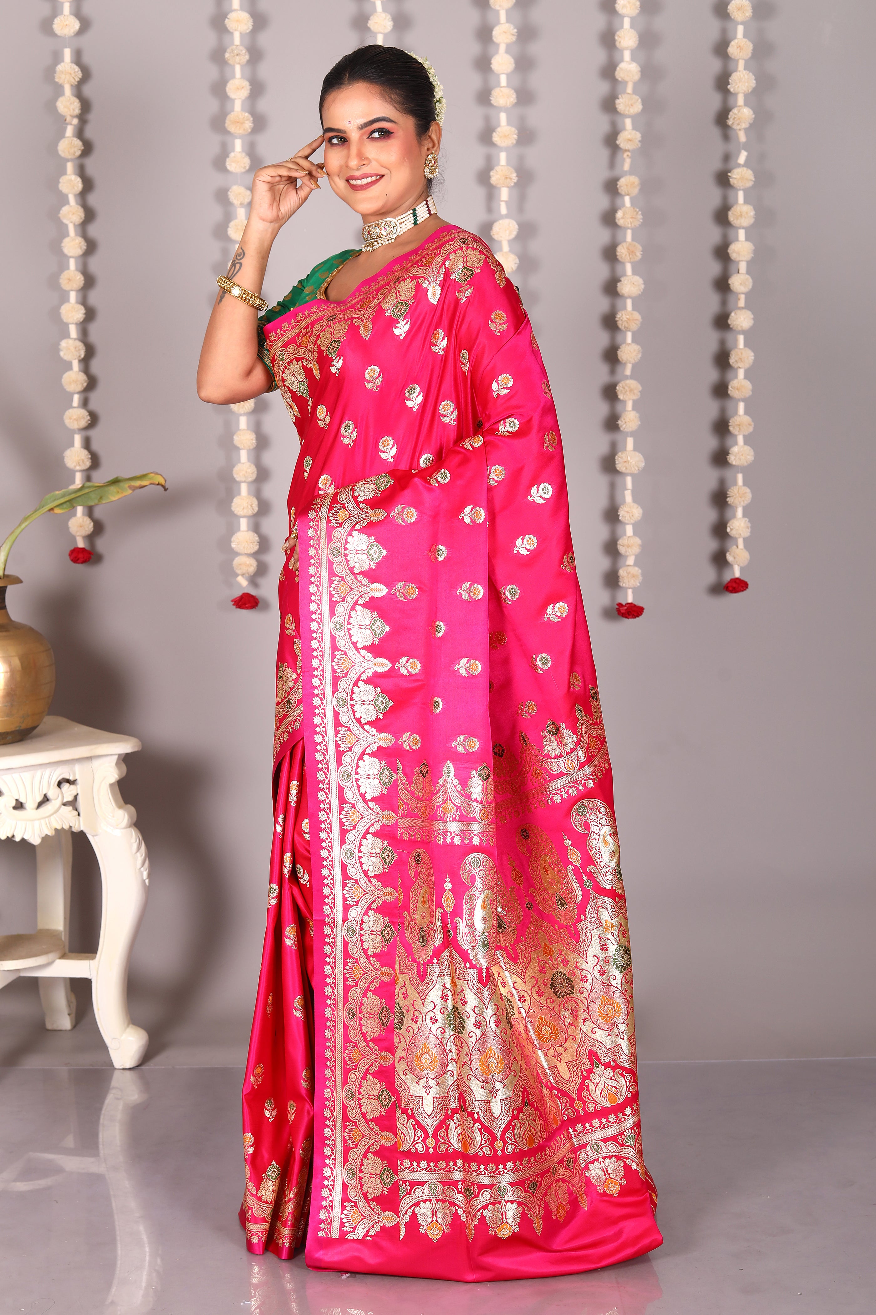 Pink Pure Banarasi Silk Saree - Keya Seth Exclusive