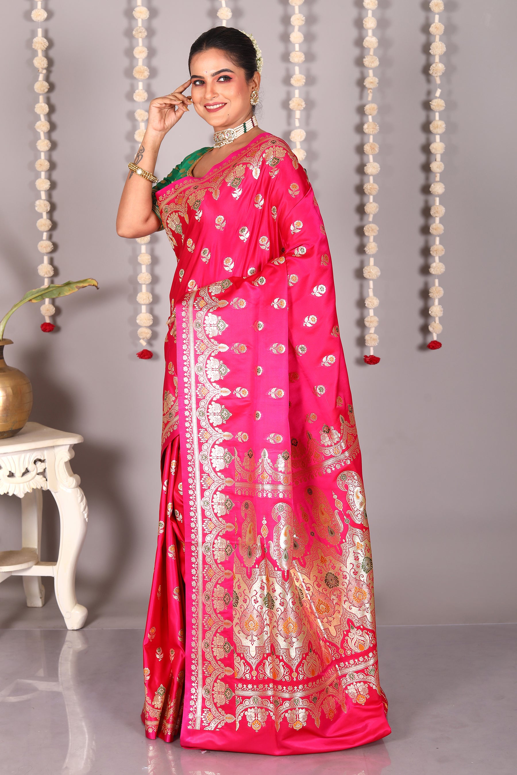Pink Pure Banarasi Silk Saree - Keya Seth Exclusive