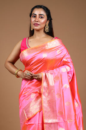 Light Pink Pure Katan Silk Saree