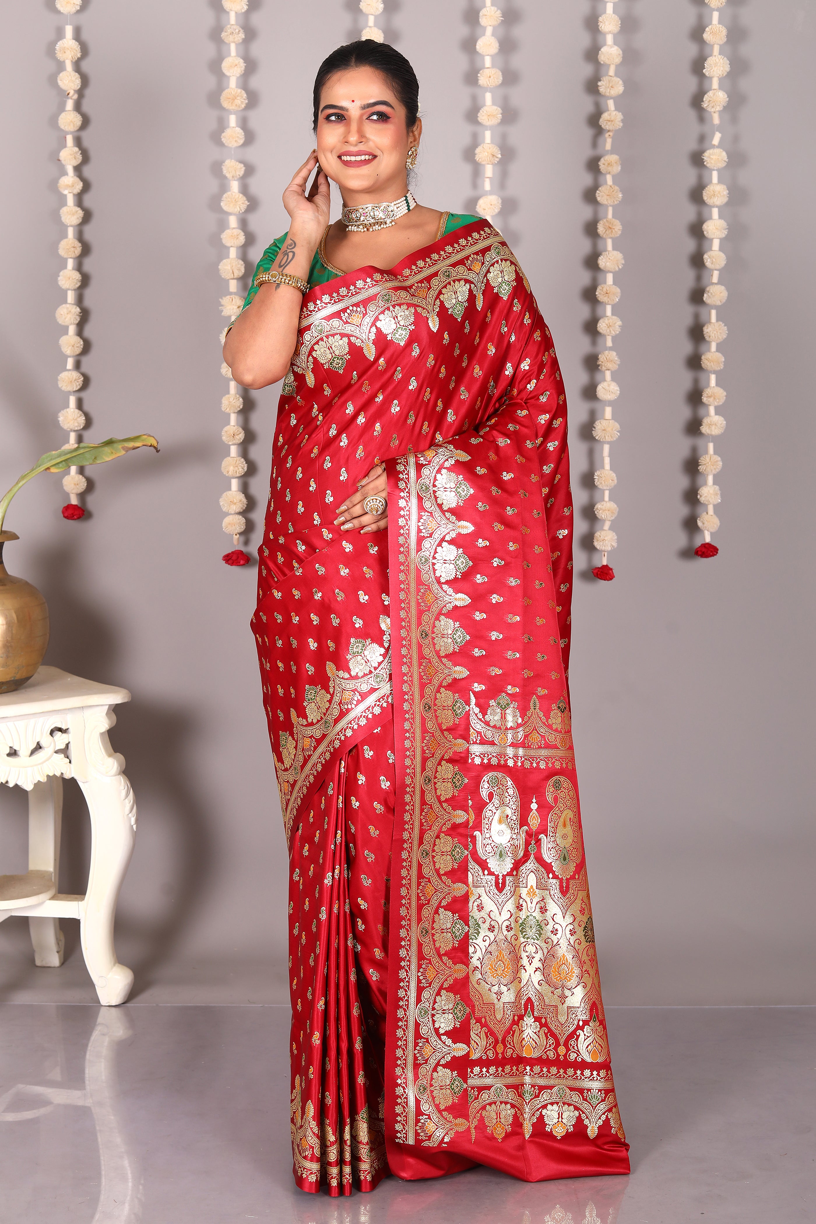 Maroon Pure Banarasi Silk Saree - Keya Seth Exclusive