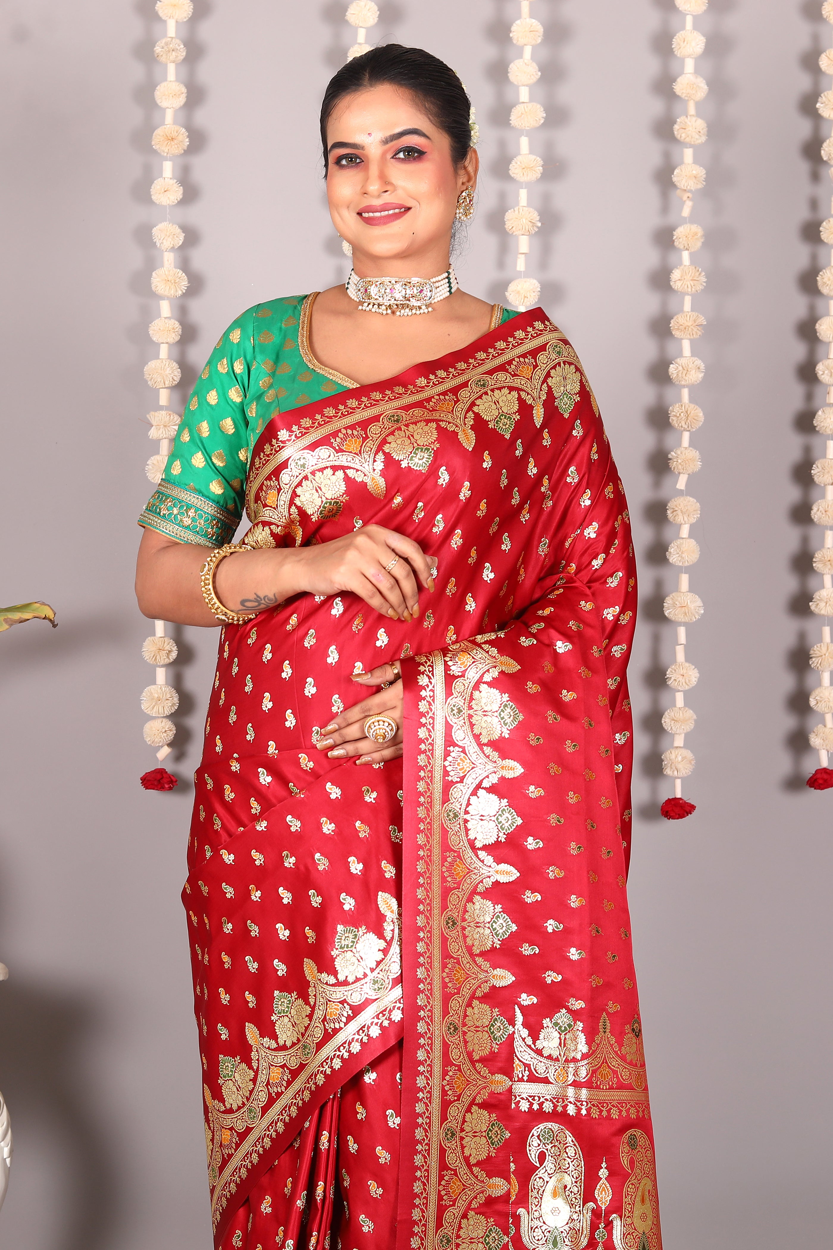 Maroon Pure Banarasi Silk Saree - Keya Seth Exclusive