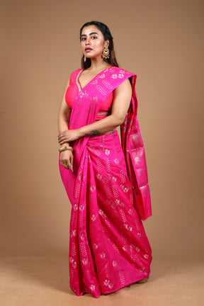 Designer Pink Tussar Saree