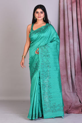 Rama Green Blended Silk Saree with Sequence work - Keya Seth Exclusive