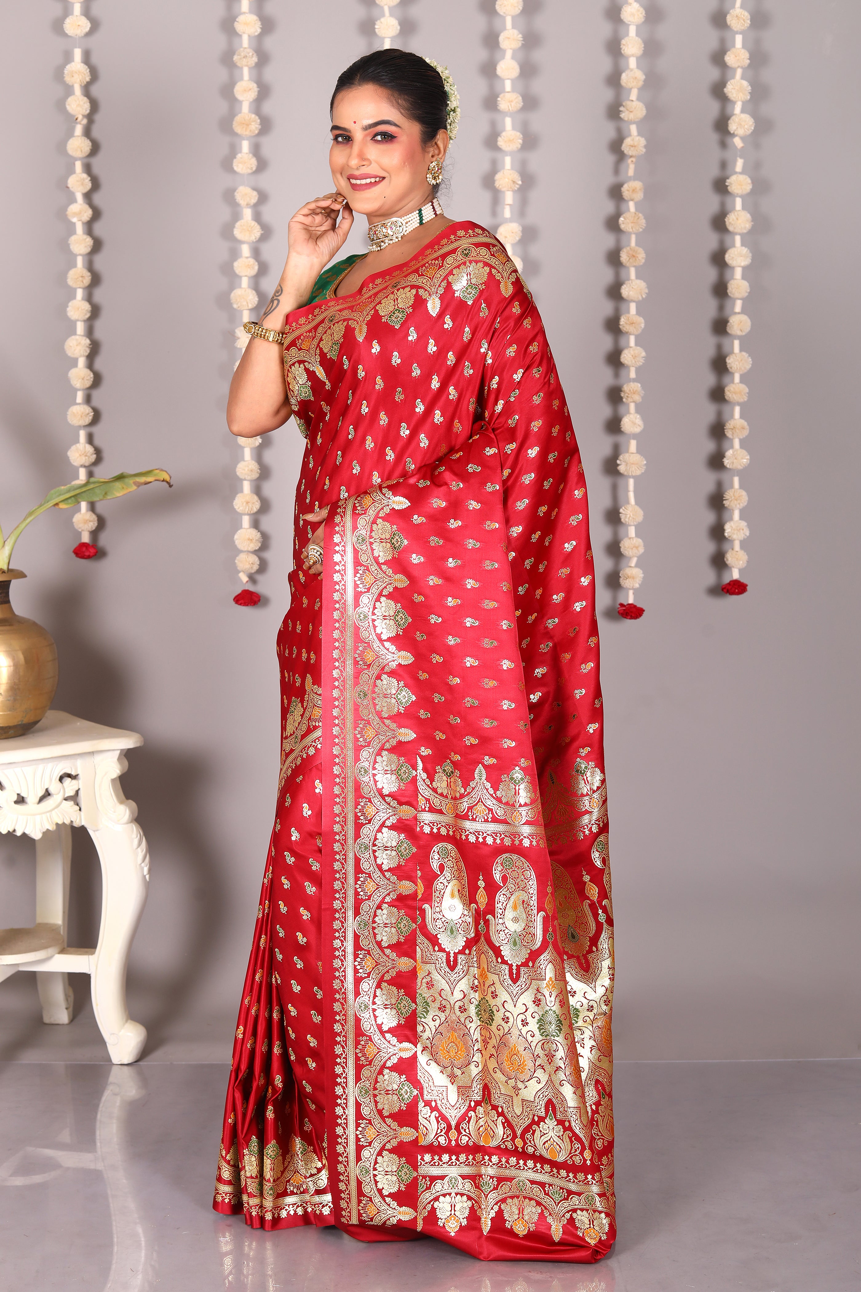 Maroon Pure Banarasi Silk Saree - Keya Seth Exclusive