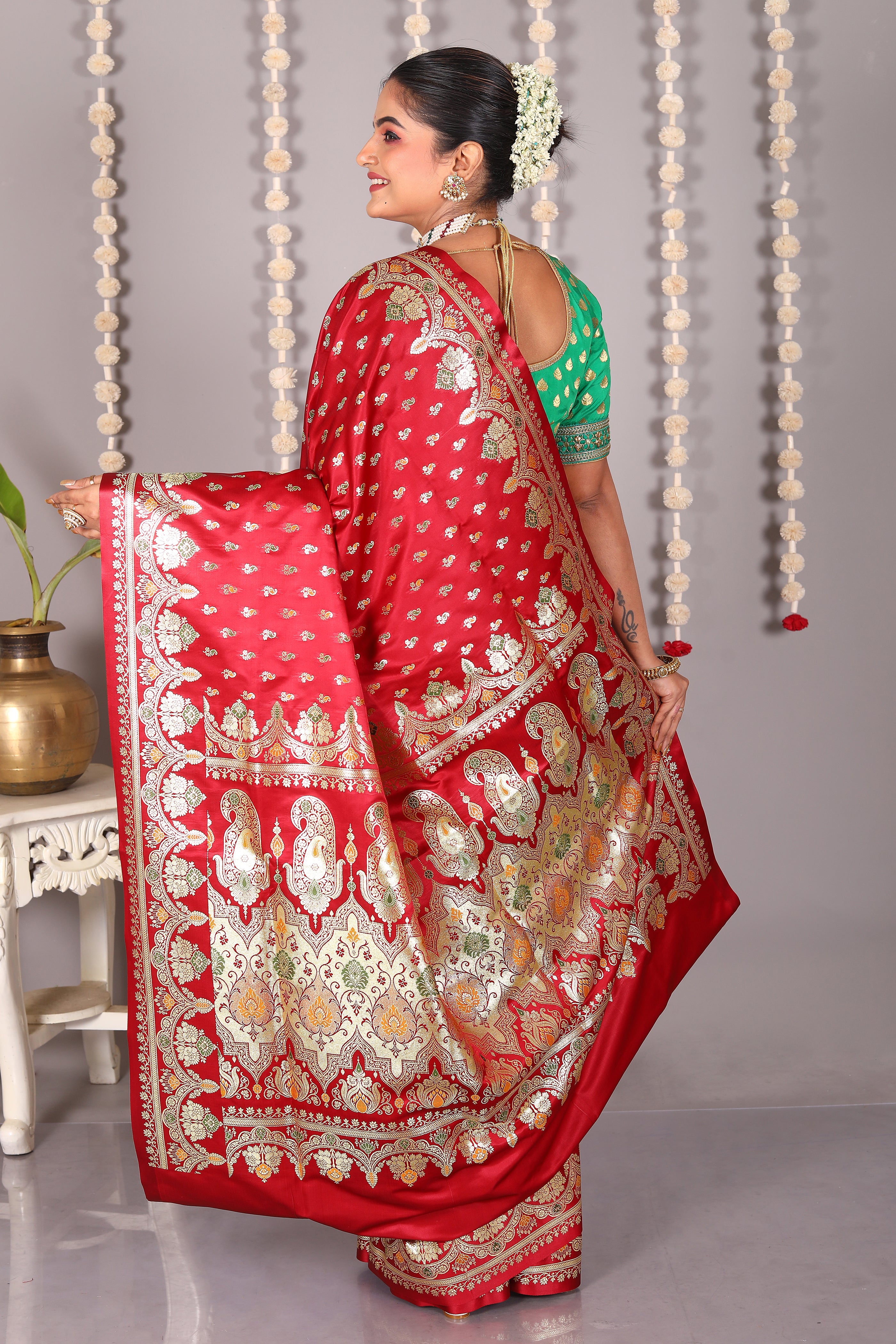 Maroon Pure Banarasi Silk Saree - Keya Seth Exclusive