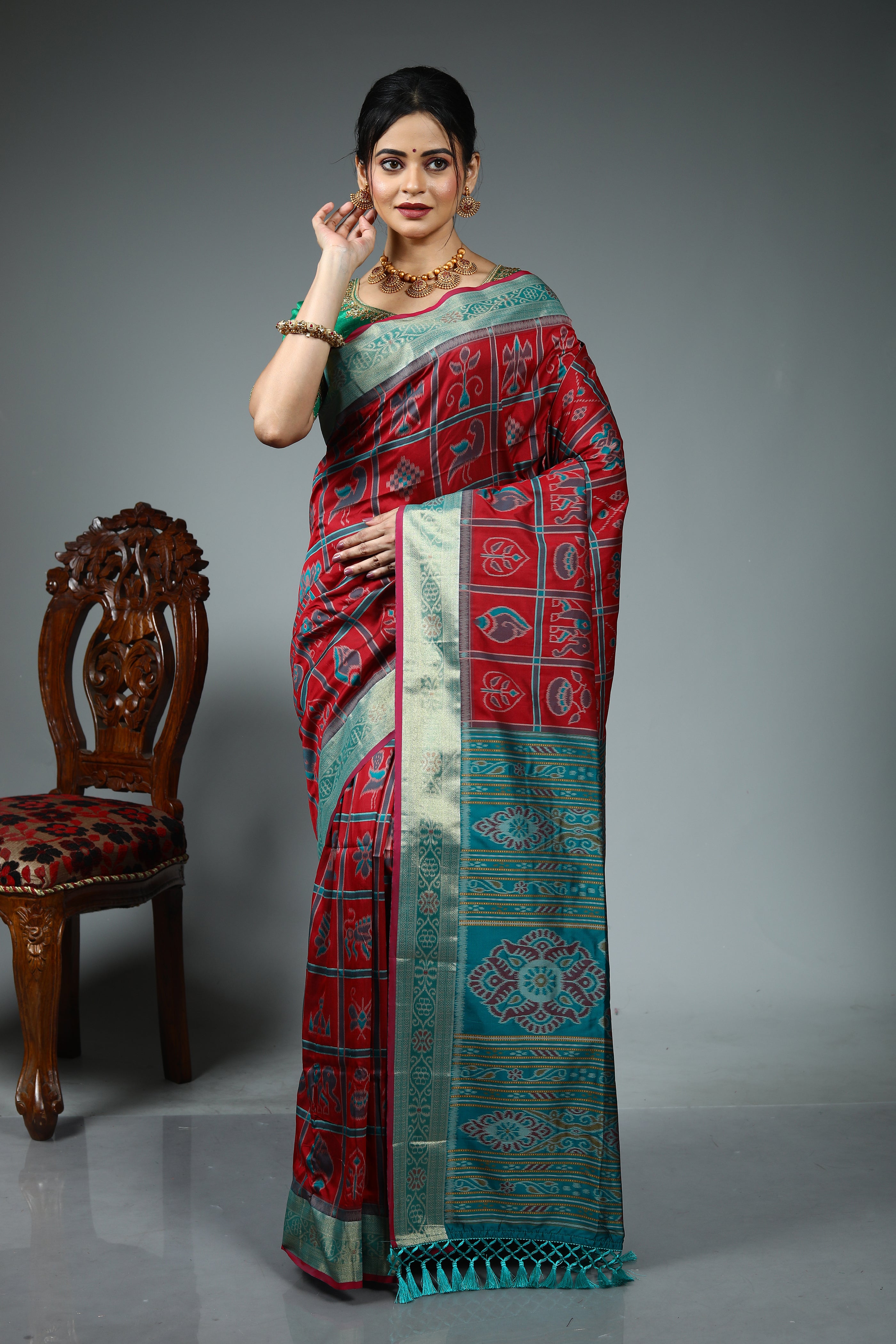 Maroon Blended Handloom Silk Saree