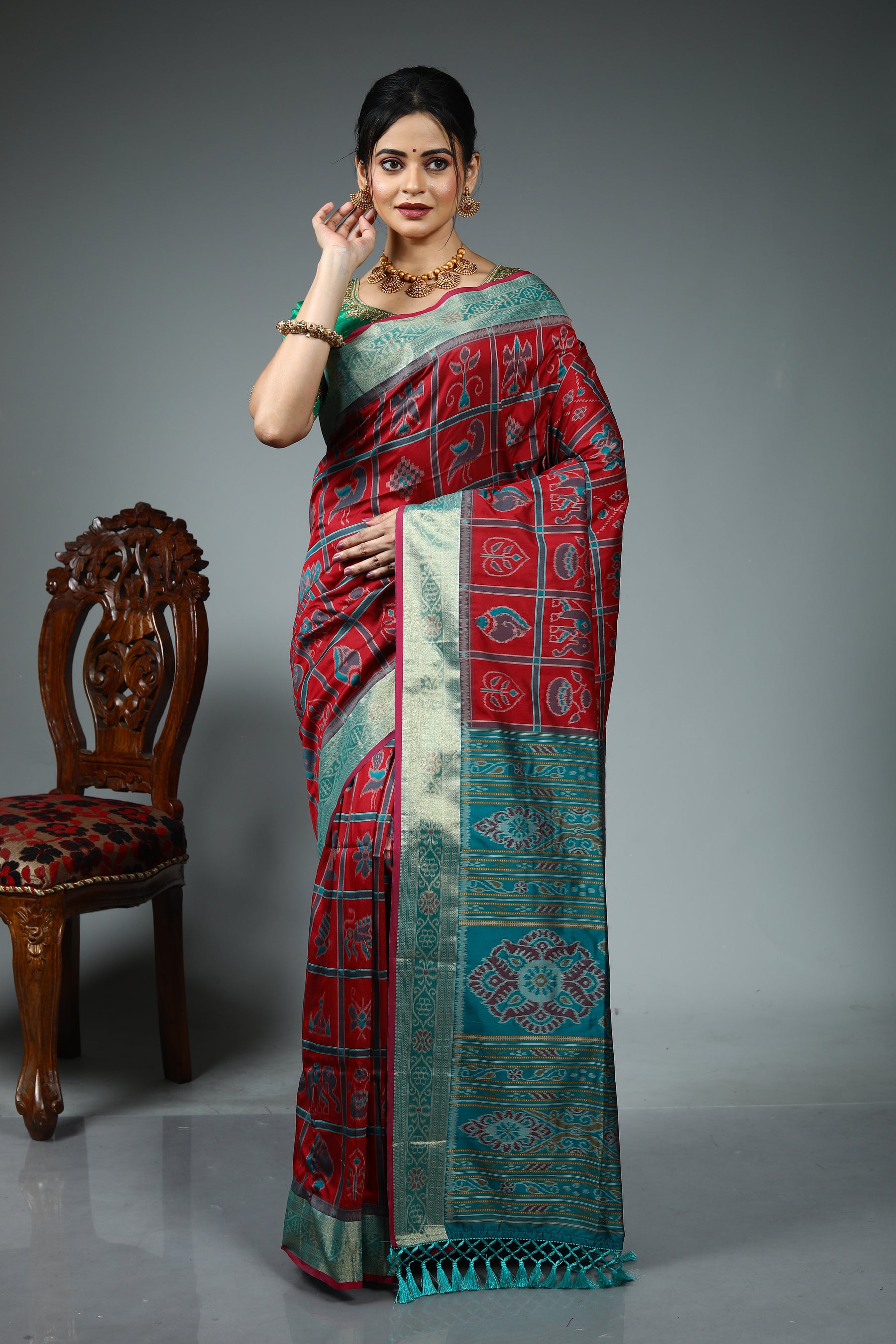 Maroon Blended Handloom Silk Saree