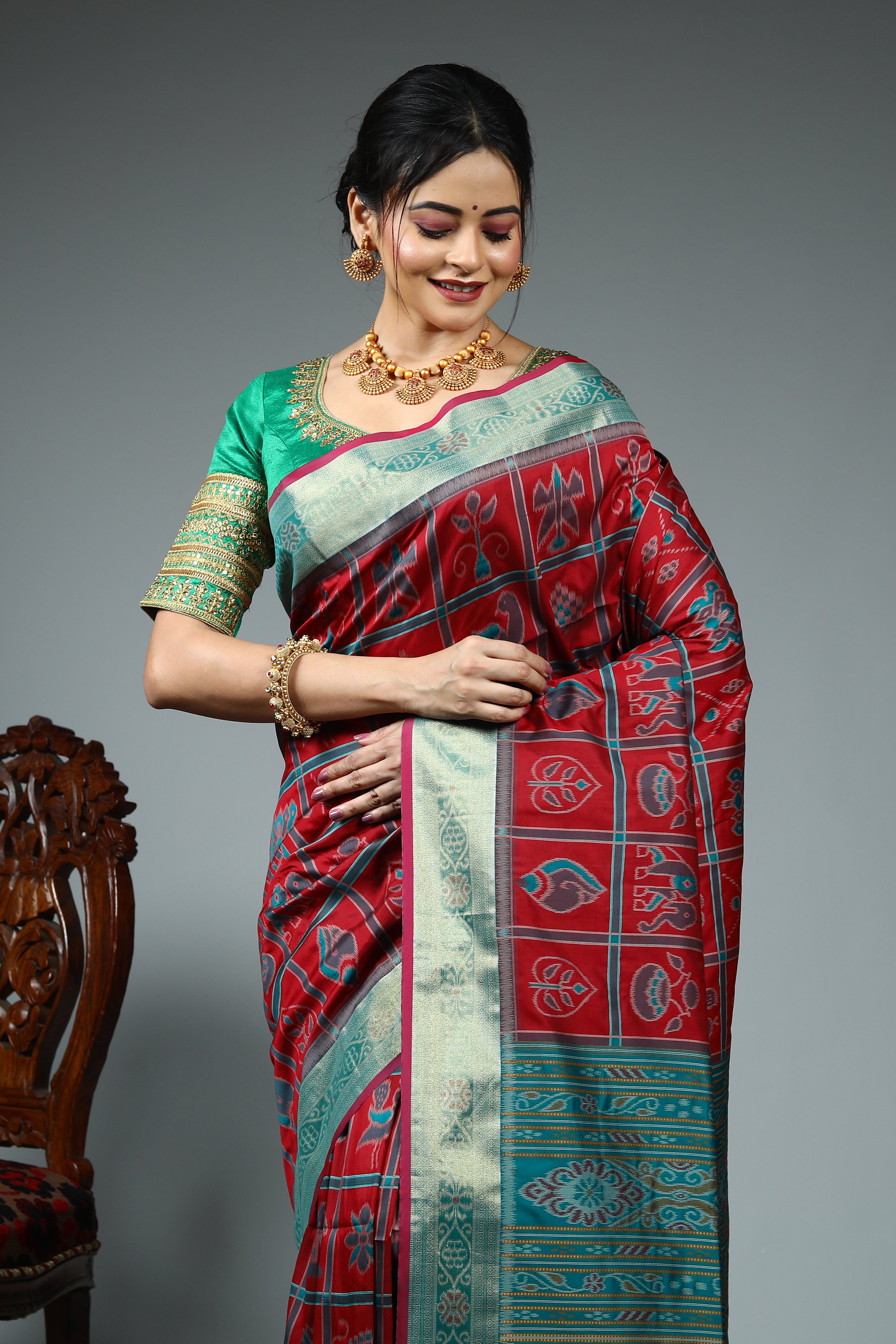 Maroon Blended Handloom Silk Saree