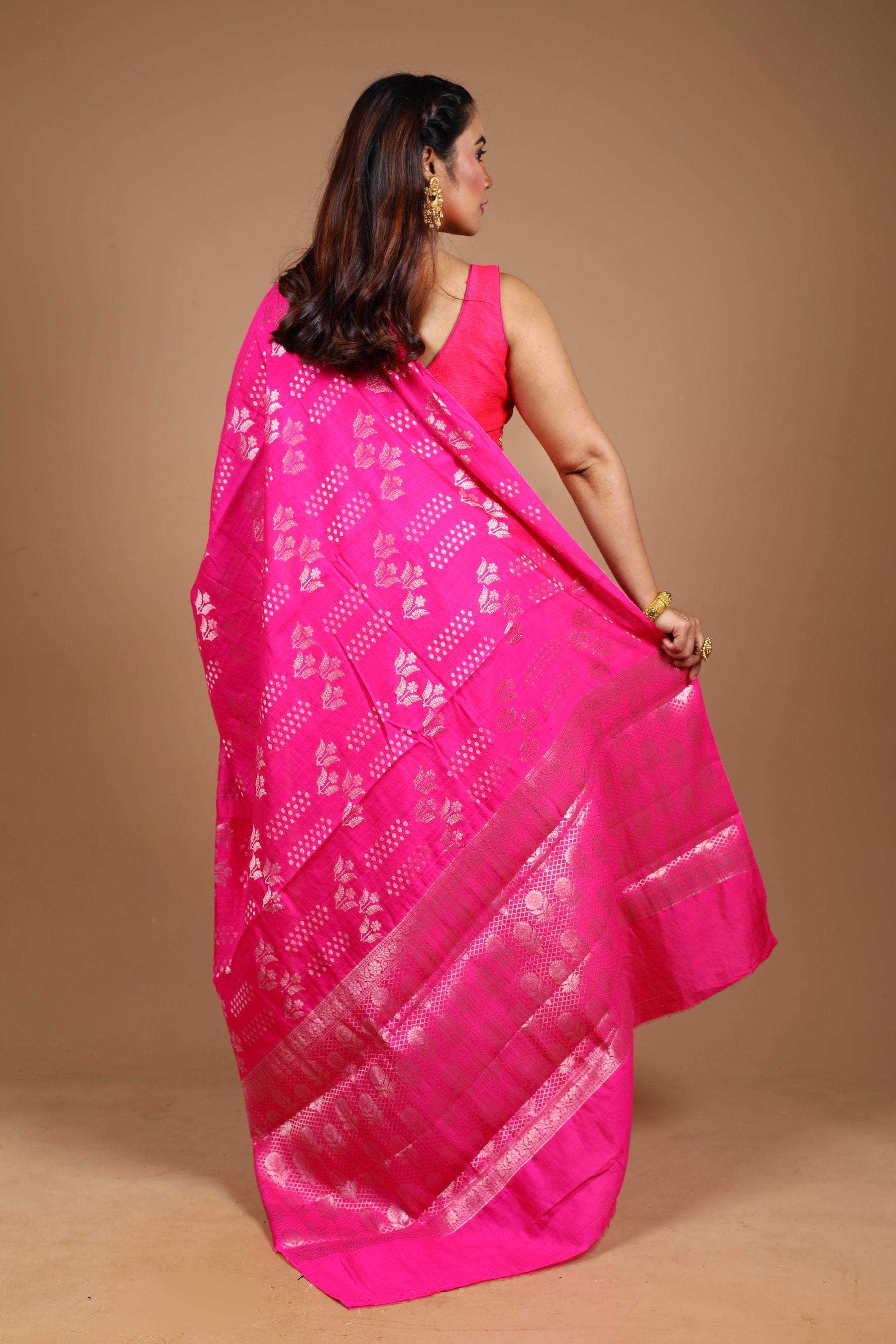 Designer Pink Tussar Saree