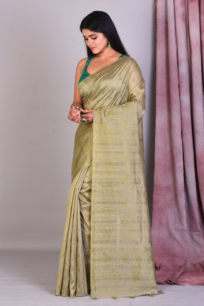 Olive Blended Silk Saree with Sequence Work - Keya Seth Exclusive