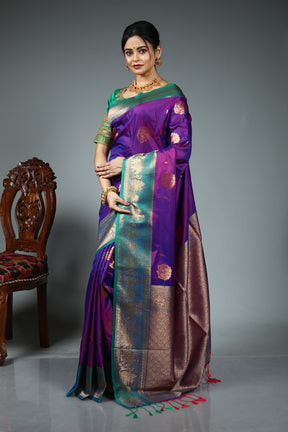 Purple Blended Katan Silk Saree