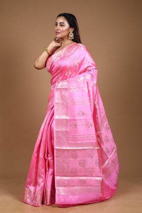 Designer Light Pink Tussar Saree