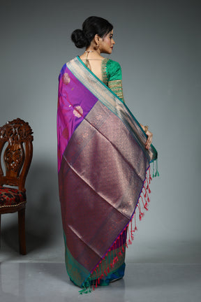 Purple Blended Katan Silk Saree