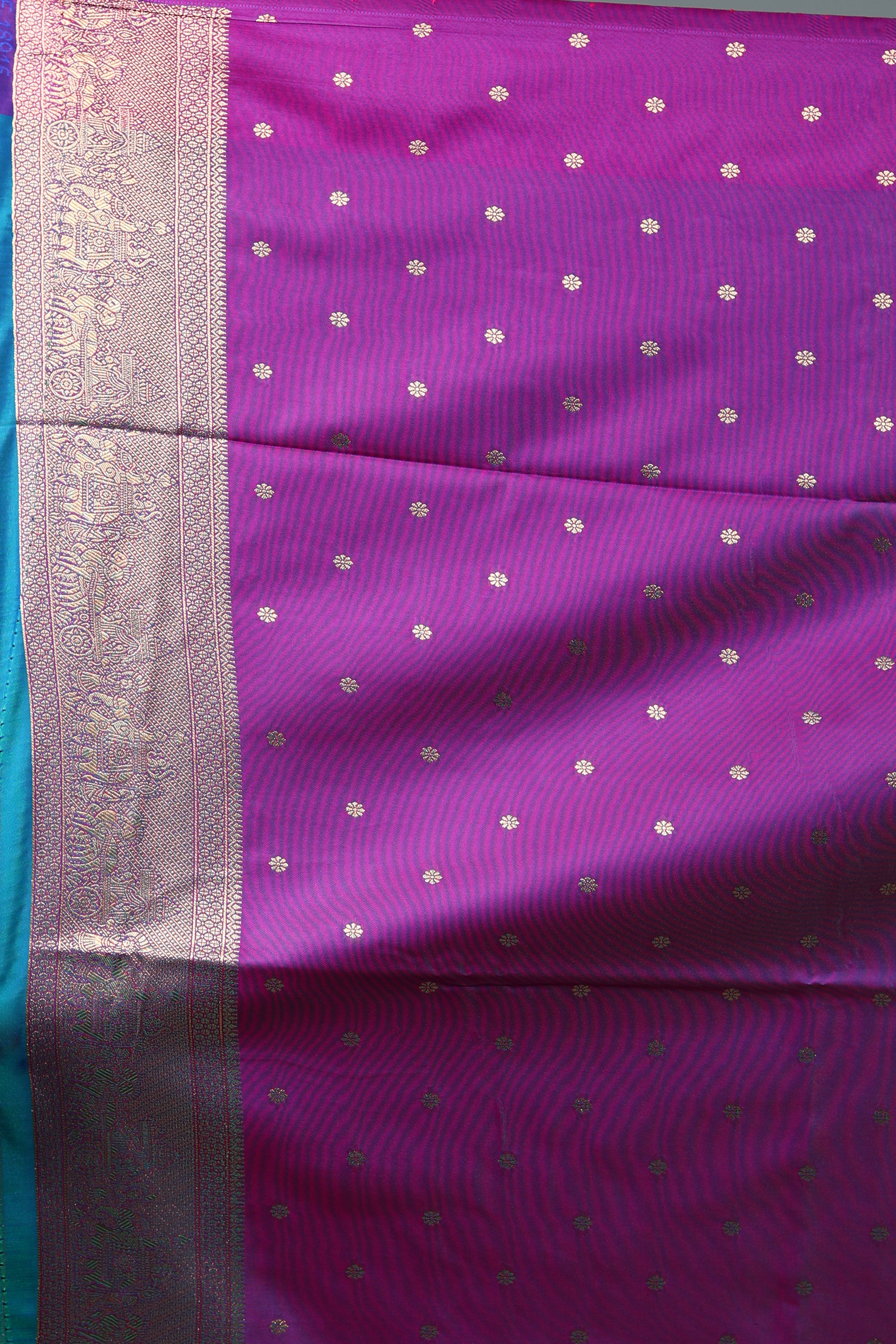 Dual Tone Blue Katan Silk Saree