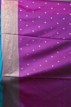 Dual Tone Blue Katan Silk Saree