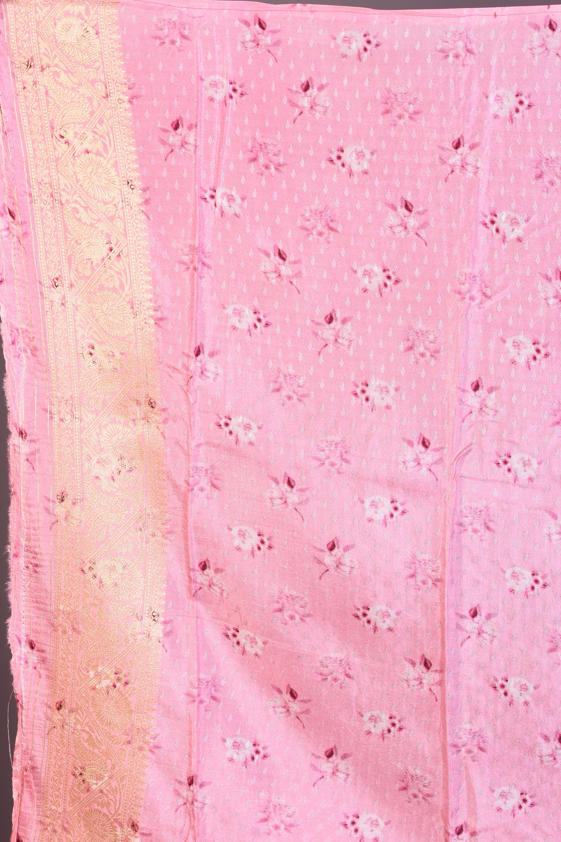 Grey Blended Silk Saree with Pink Borders - Keya Seth Exclusive