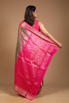Dual Tone Green Pure Kanjivaram Silk Saree