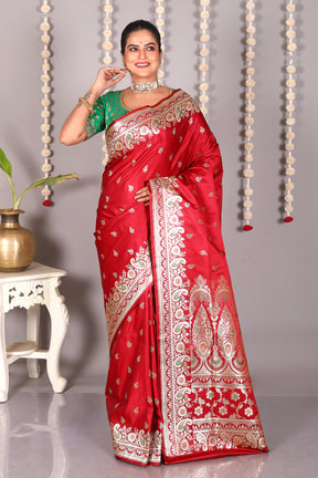 Maroon Pure Banarasi Silk Saree - Keya Seth Exclusive