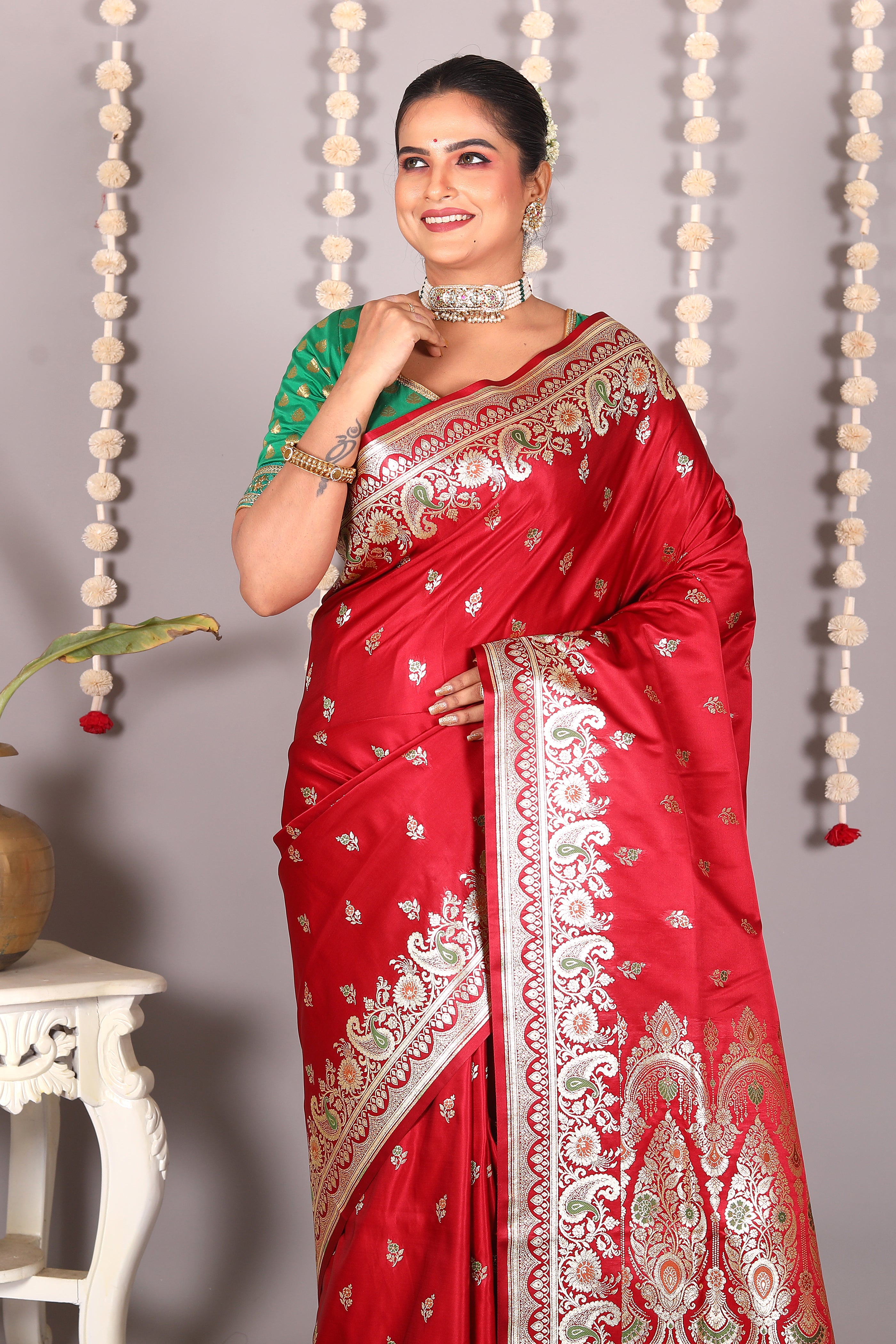 Maroon Pure Banarasi Silk Saree - Keya Seth Exclusive