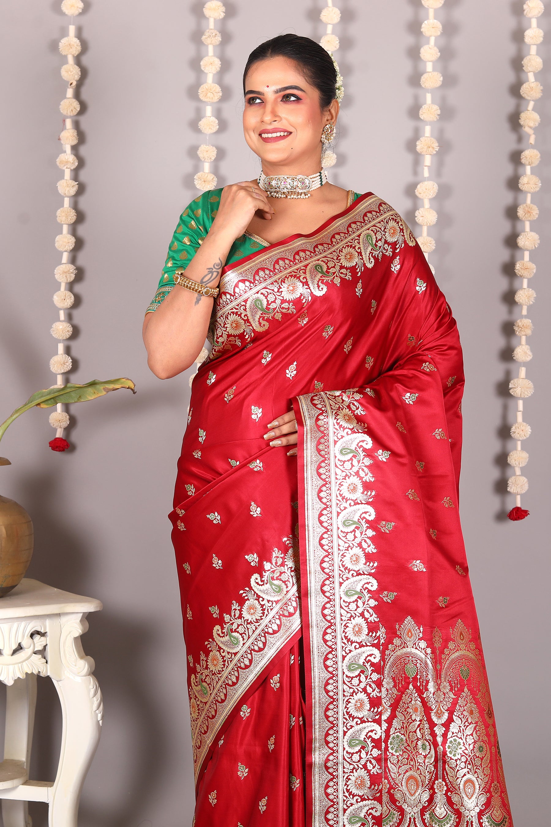 Maroon Pure Banarasi Silk Saree - Keya Seth Exclusive