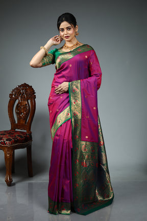 Purple Blended Silk Saree