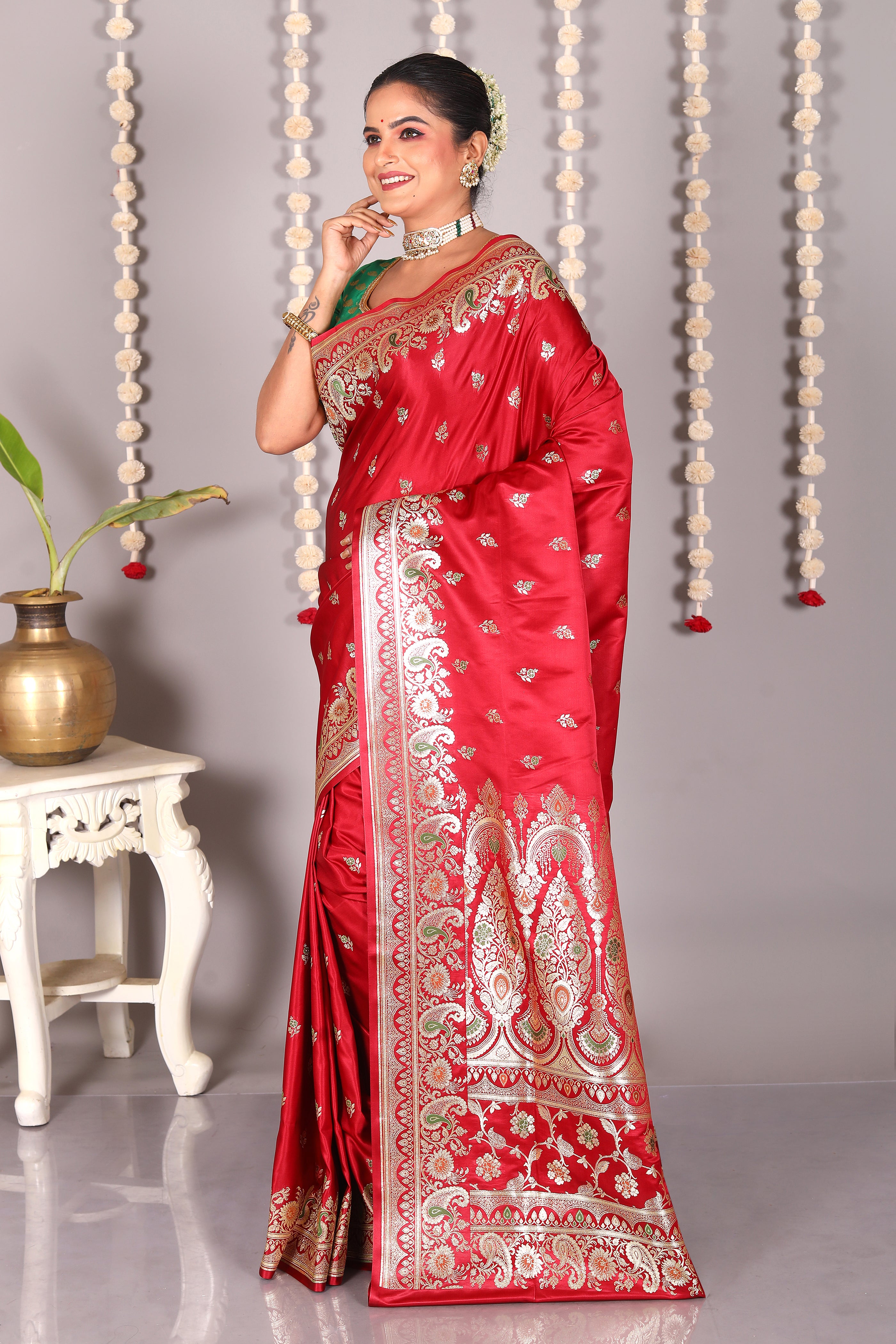 Maroon Pure Banarasi Silk Saree - Keya Seth Exclusive