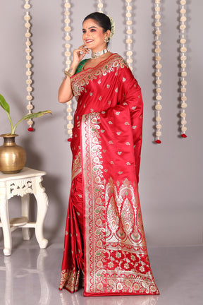 Maroon Pure Banarasi Silk Saree - Keya Seth Exclusive