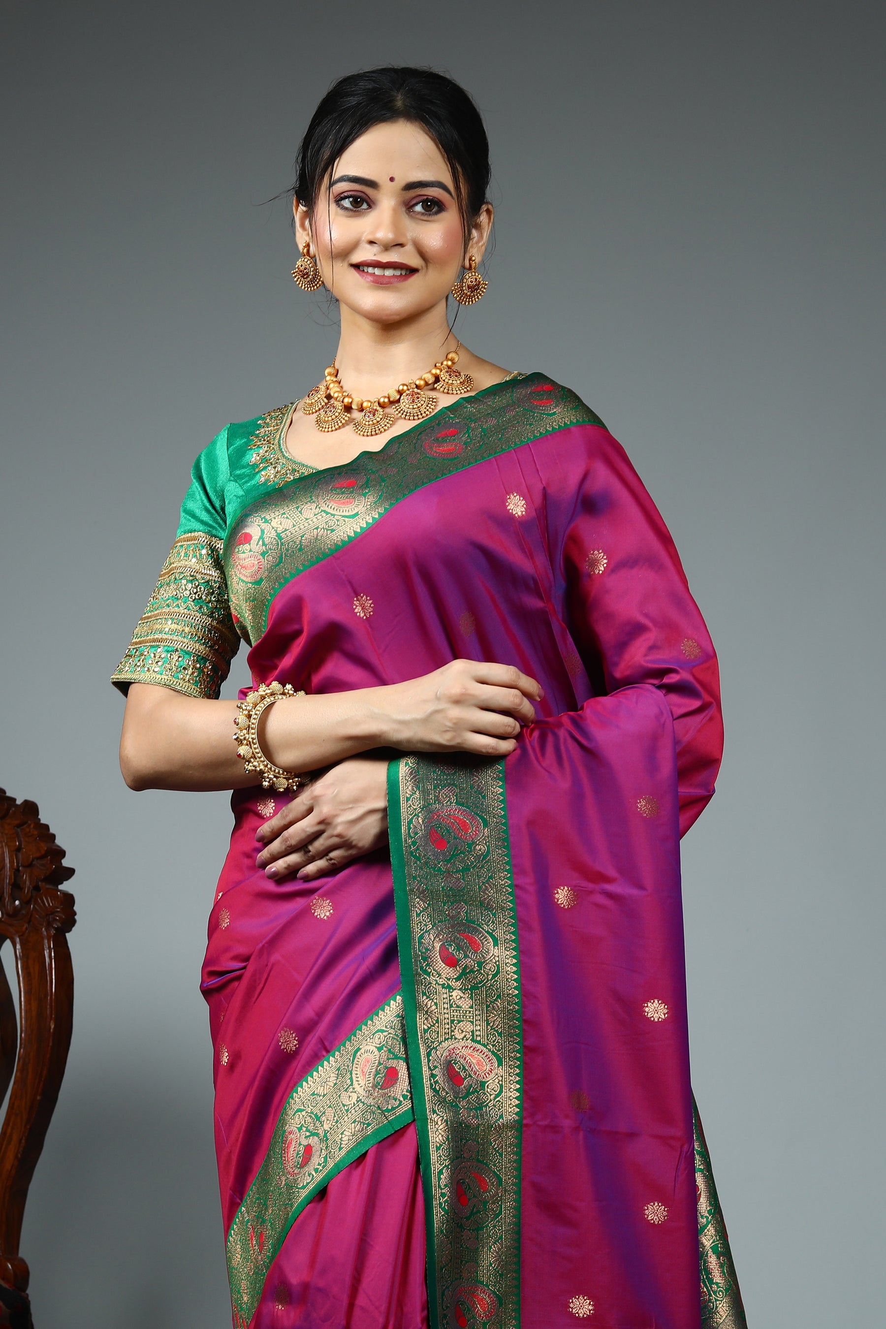Purple Blended Silk Saree