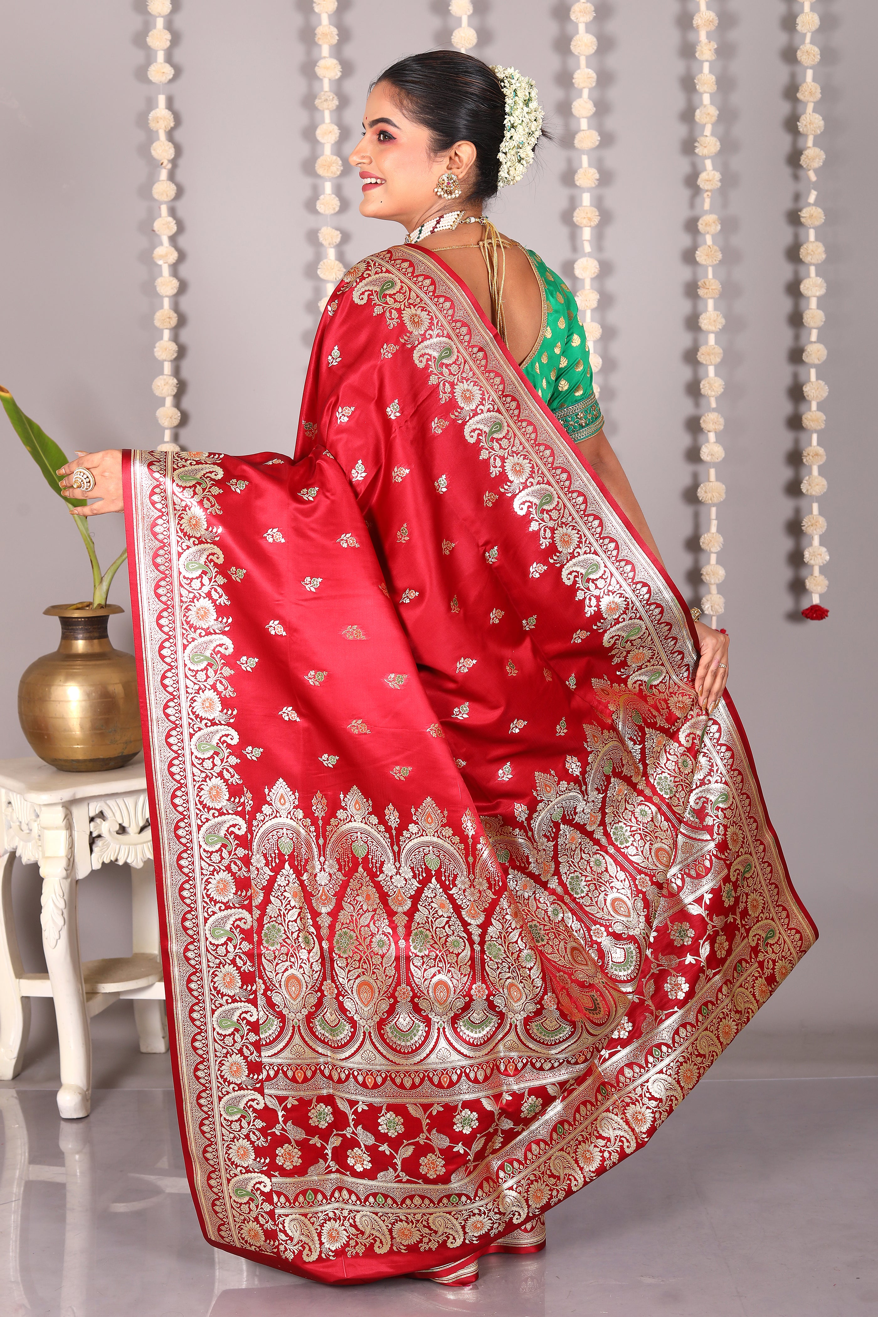 Maroon Pure Banarasi Silk Saree - Keya Seth Exclusive