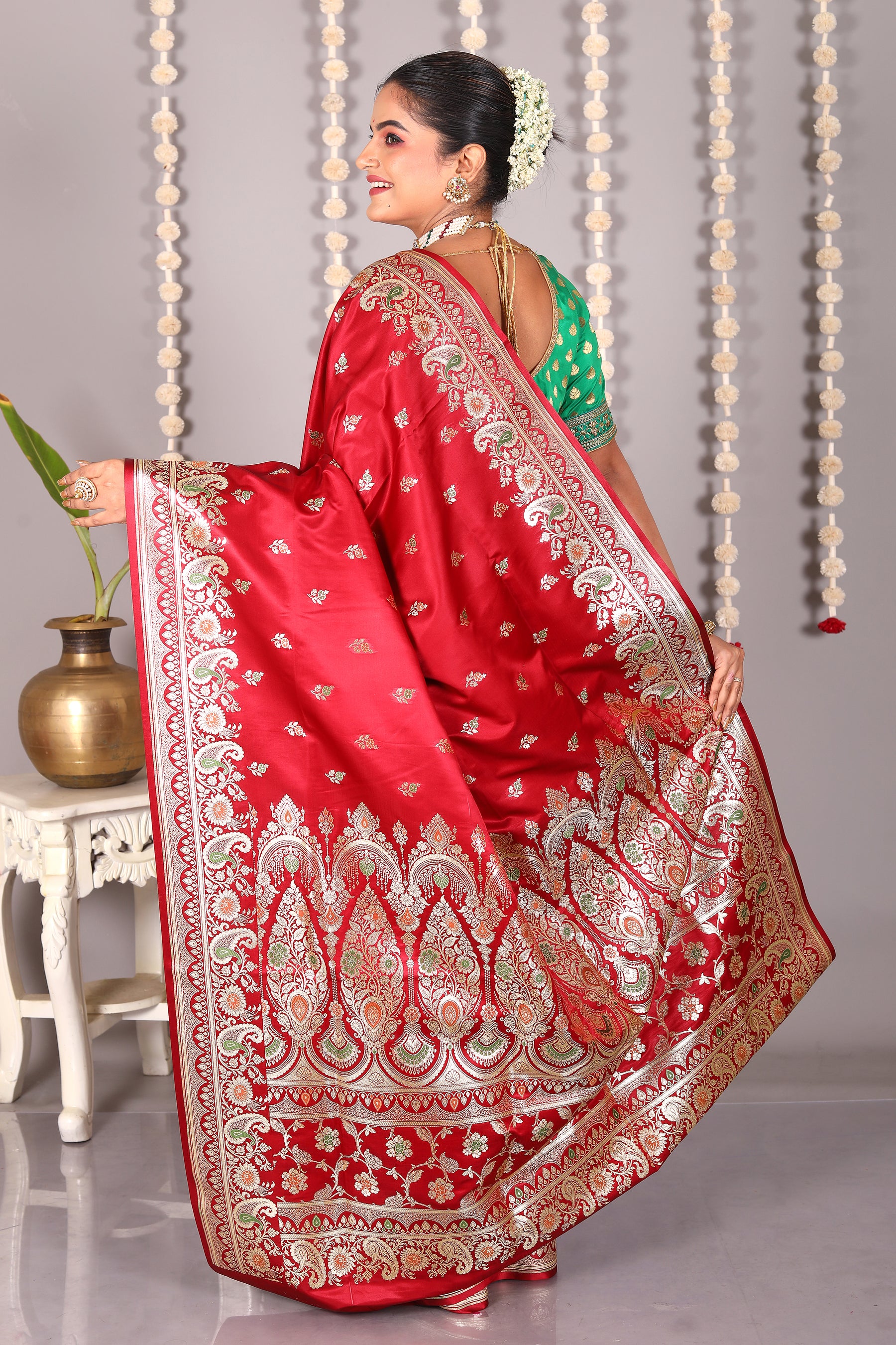 Maroon Pure Banarasi Silk Saree - Keya Seth Exclusive