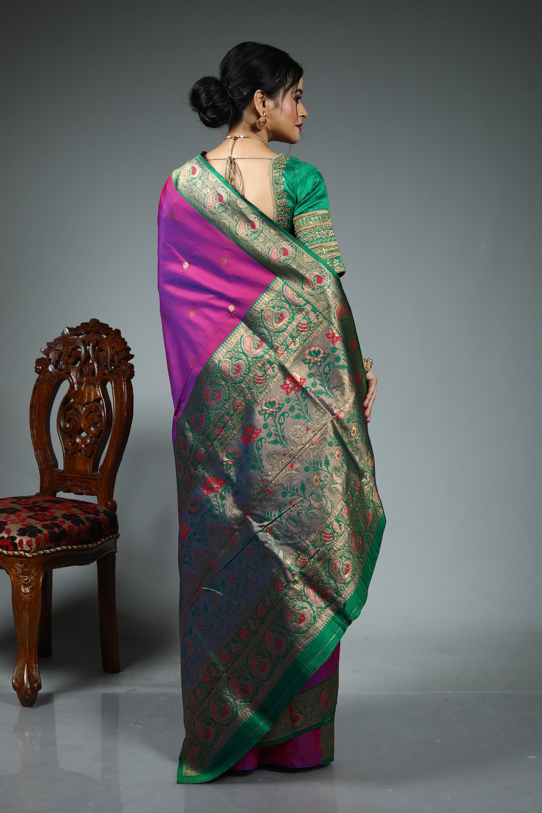 Purple Blended Silk Saree