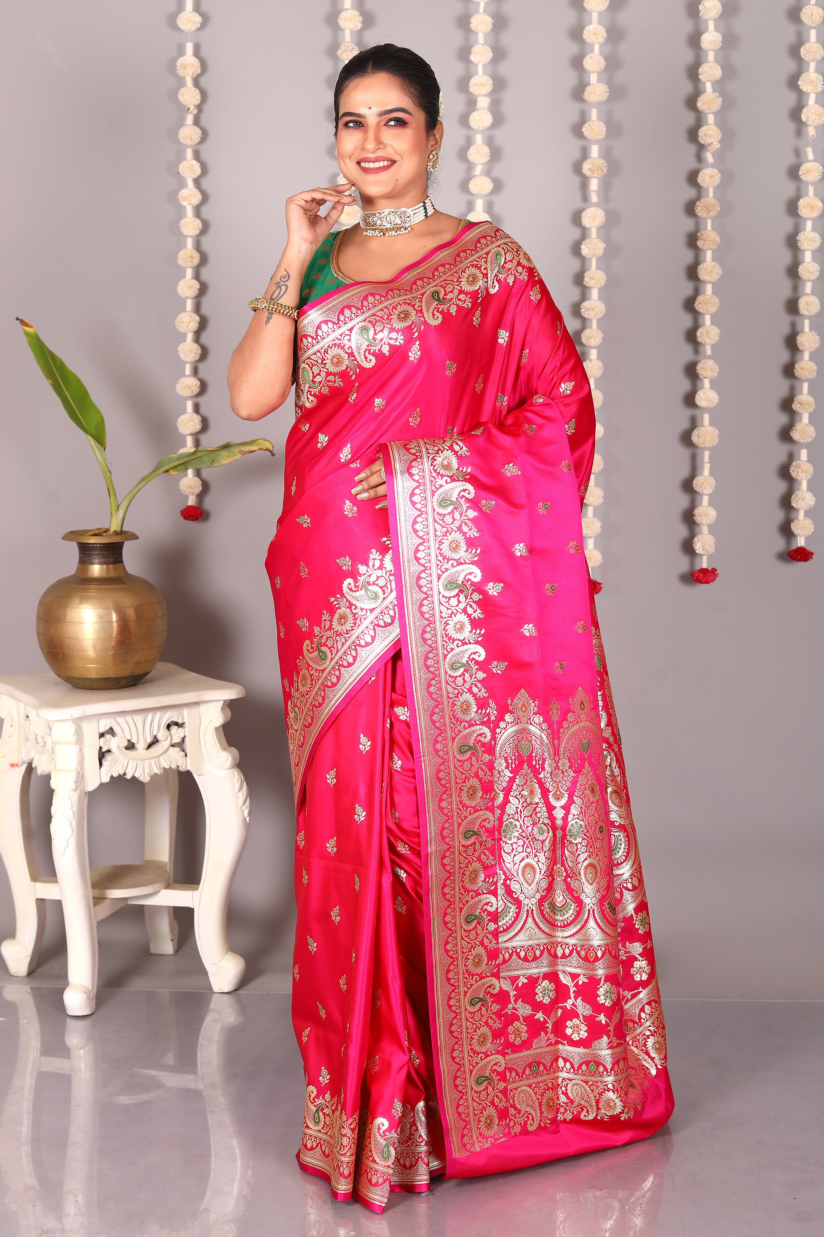 Pink Pure Banarasi Silk Saree - Keya Seth Exclusive