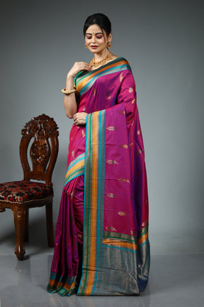 Magenta Blended Katan Silk Saree
