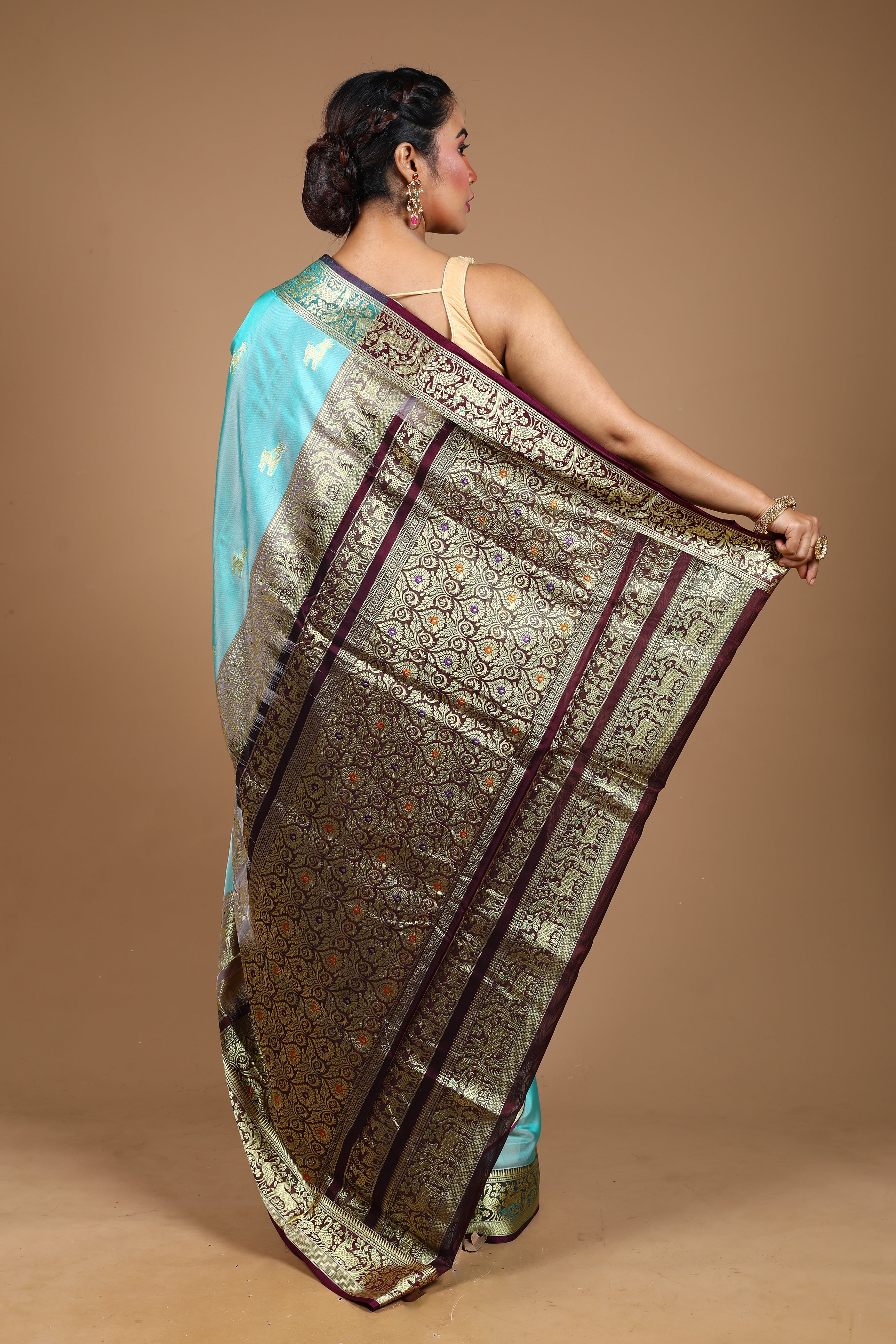 Sea Green Blended Pattu Silk Saree