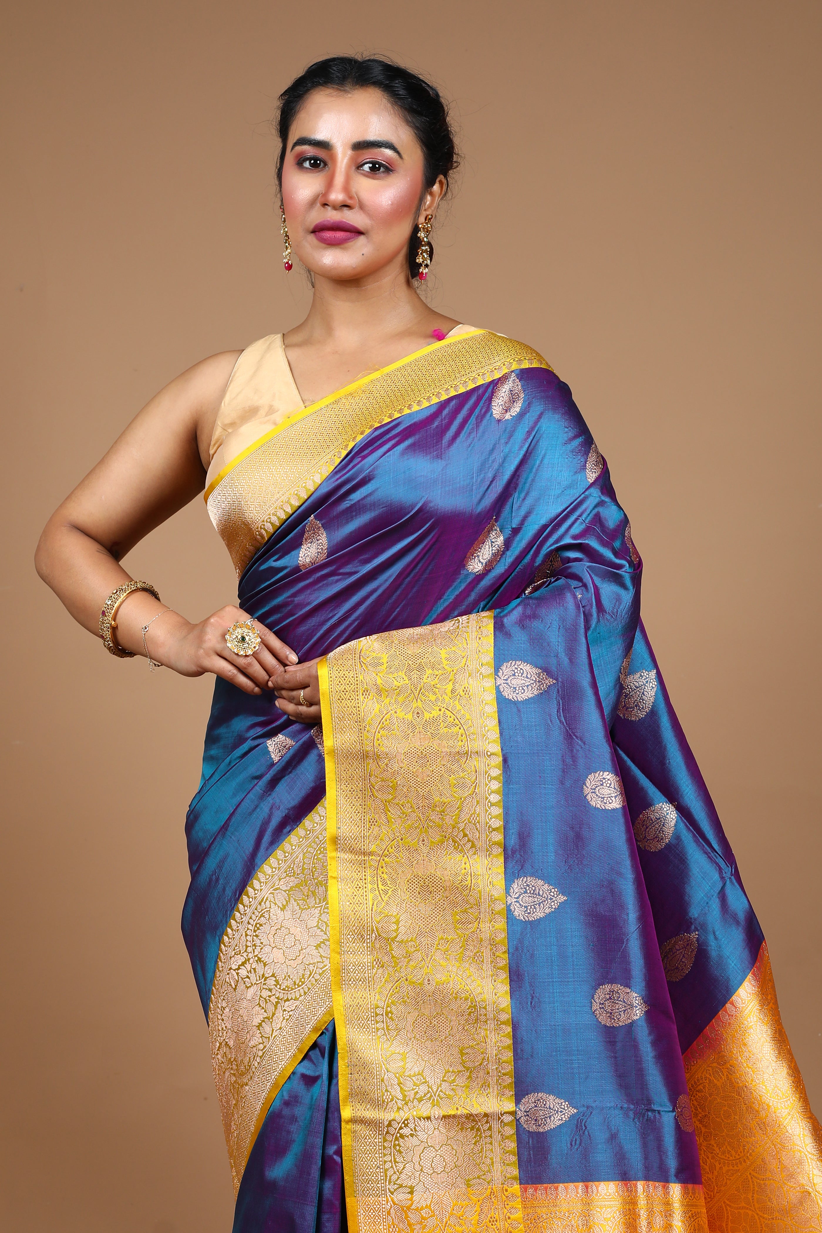 Blue Pure Katan Silk Saree