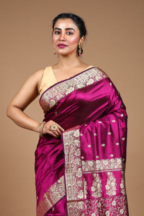Magenta Pure Katan Silk Saree