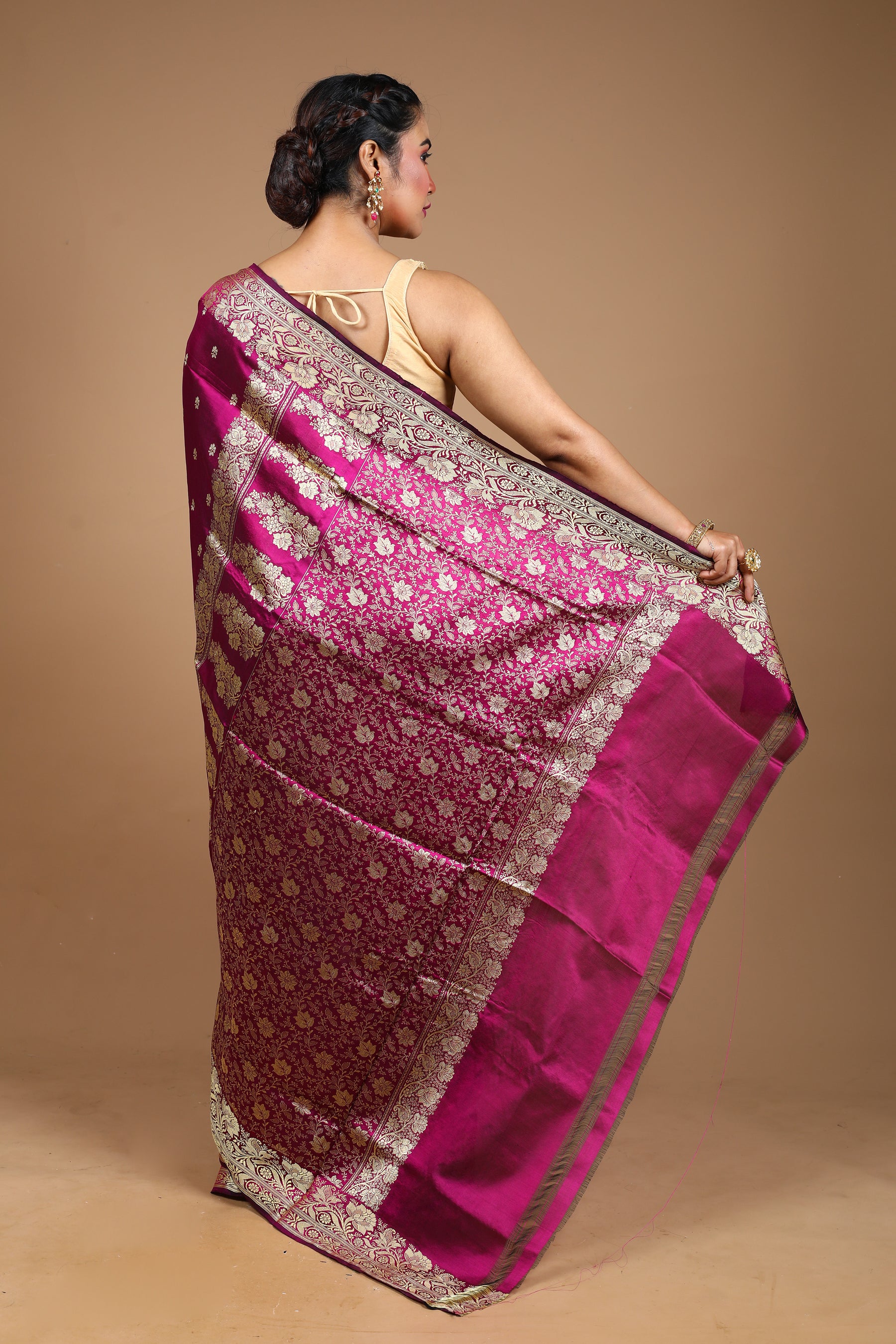 Magenta Pure Katan Silk Saree