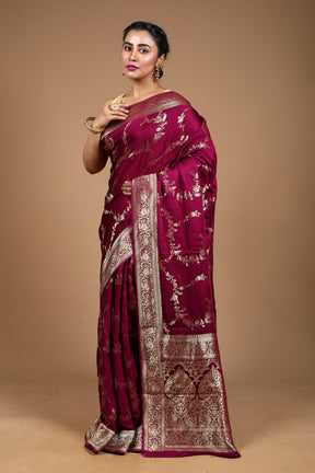 Magenta Blended Satin Silk Saree