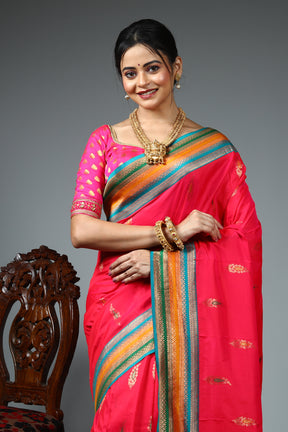 Pink Blended Katan Silk Saree