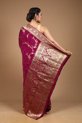 Magenta Blended Satin Silk Saree