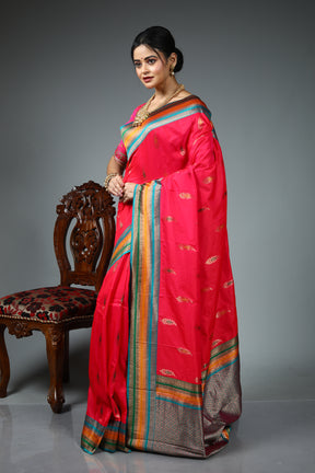 Pink Blended Katan Silk Saree