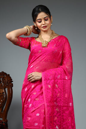 Pink Blended Jamdani Saree