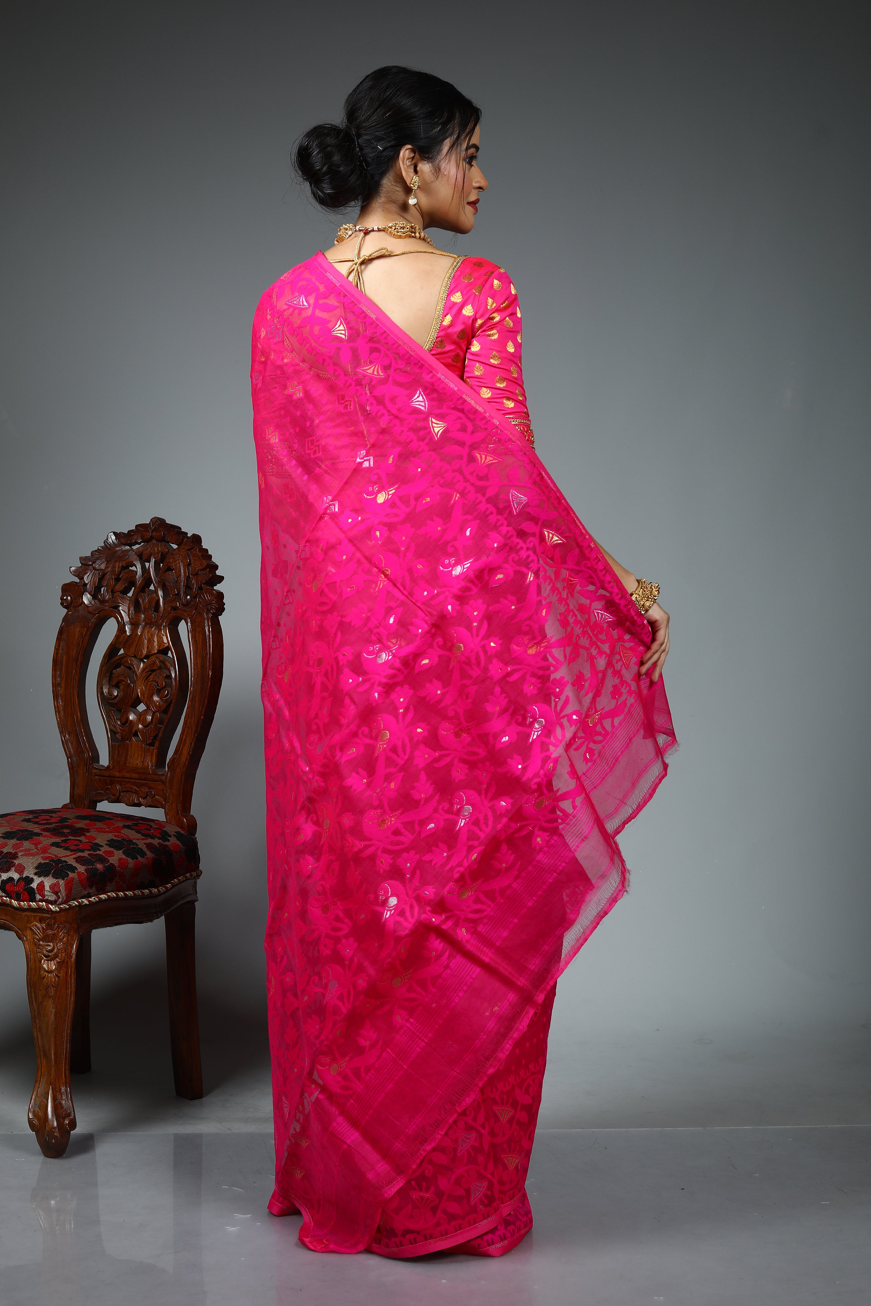 Pink Blended Jamdani Saree