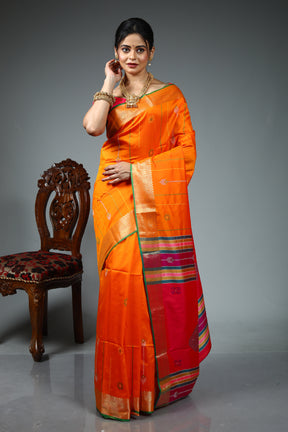 Orange Blended Silk Saree