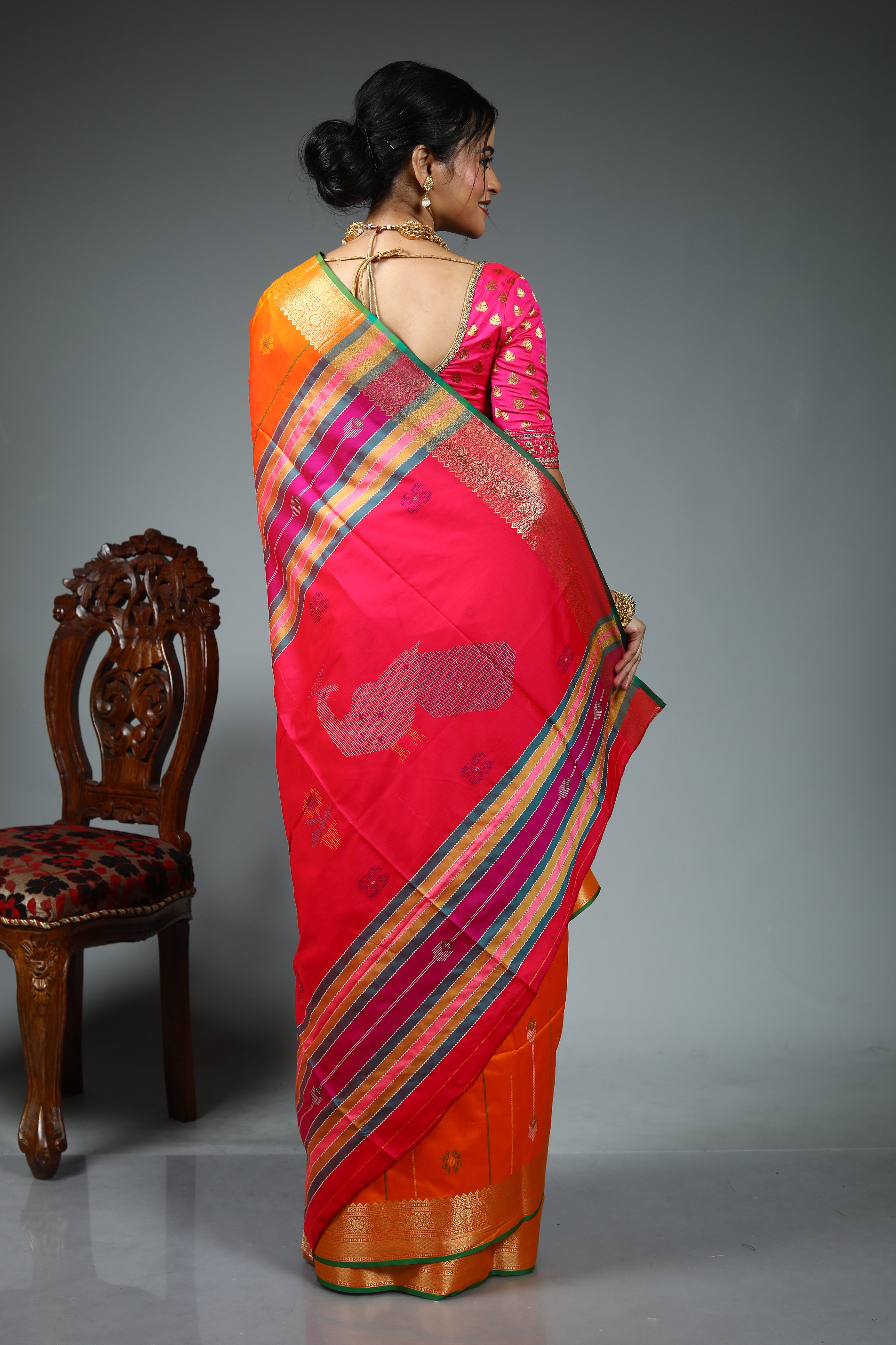 Orange Blended Silk Saree